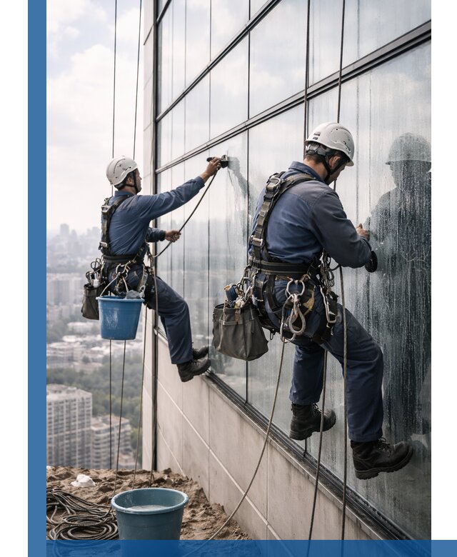 Профессиональная мойка фасадных окон альпинистами в Котласе