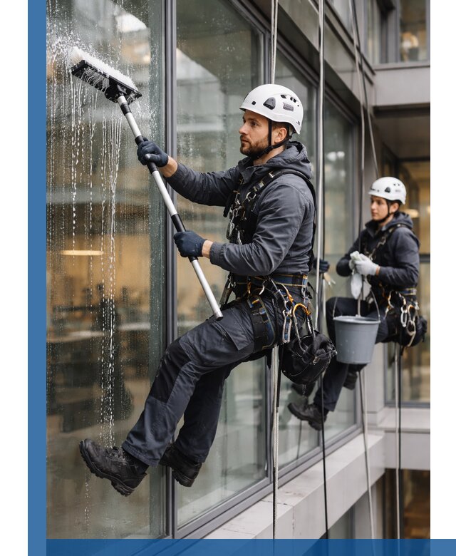 Профессиональная мойка витражей промышленными альпинистами в Котласе