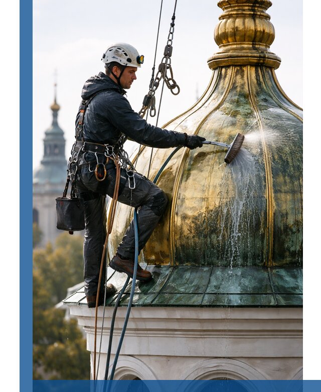 Профессиональная мойка куполов и шпилей высотными альпинистами в Котласе