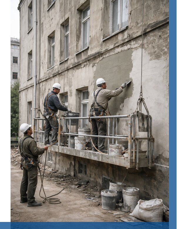 Капитальный ремонт фасада в Котласе от 4352 р. | ВЫСОТНИК-Ктл