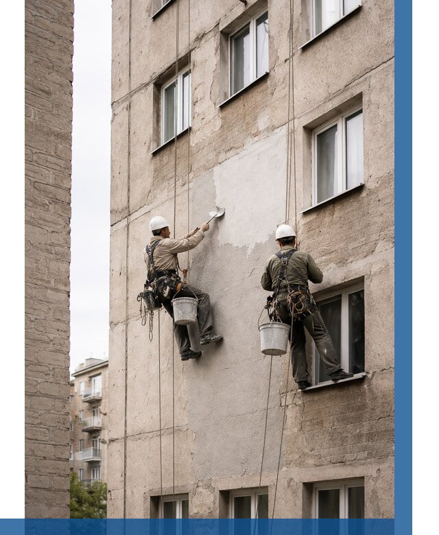 Косметический ремонт фасада в Котласе от 1140 р. | ВЫСОТНИК-Ктл