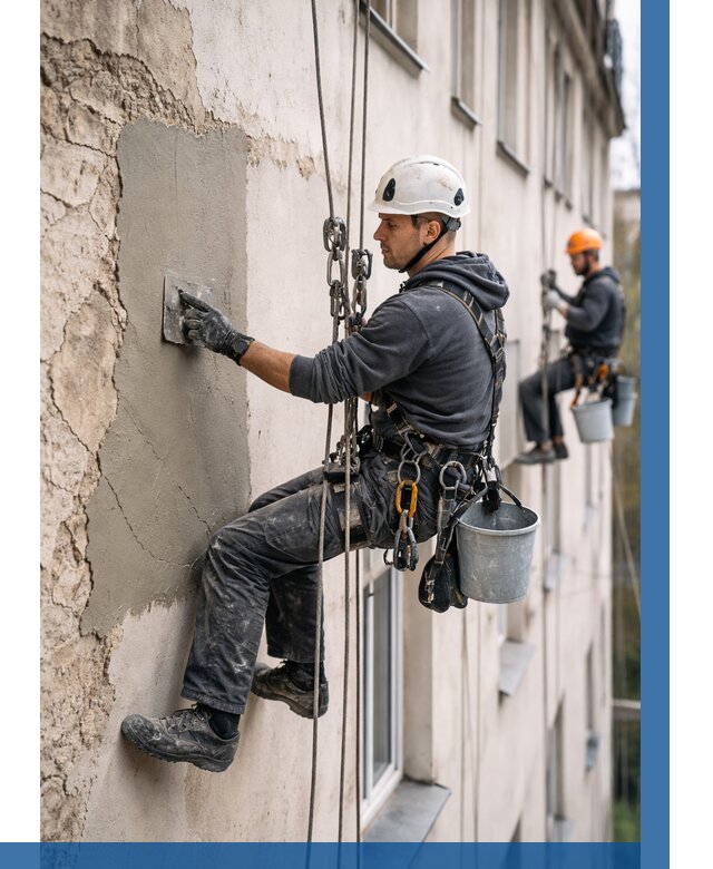 Восстановление штукатурки фасада в Котласе от 1244 р. | ВЫСОТНИК-Ктл