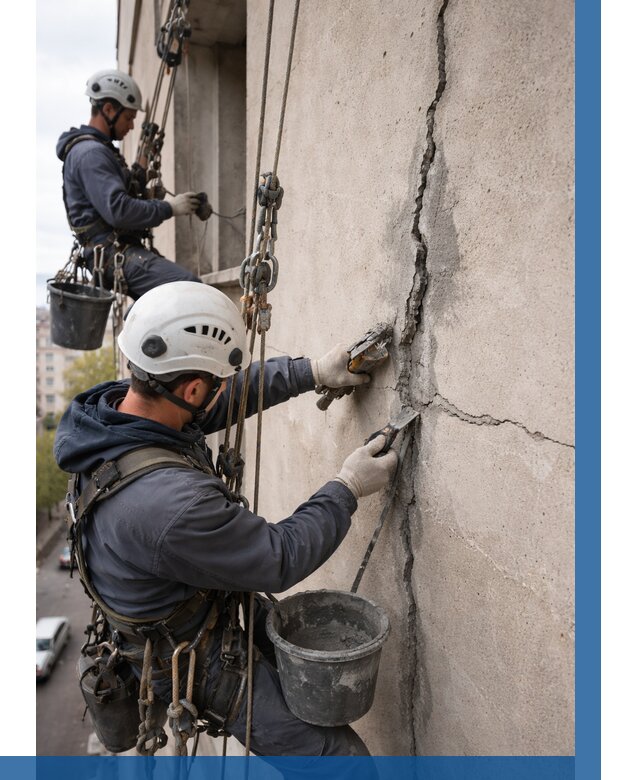 Заделка трещин на фасаде в Котласе от 933 р. | ВЫСОТНИК-Ктл