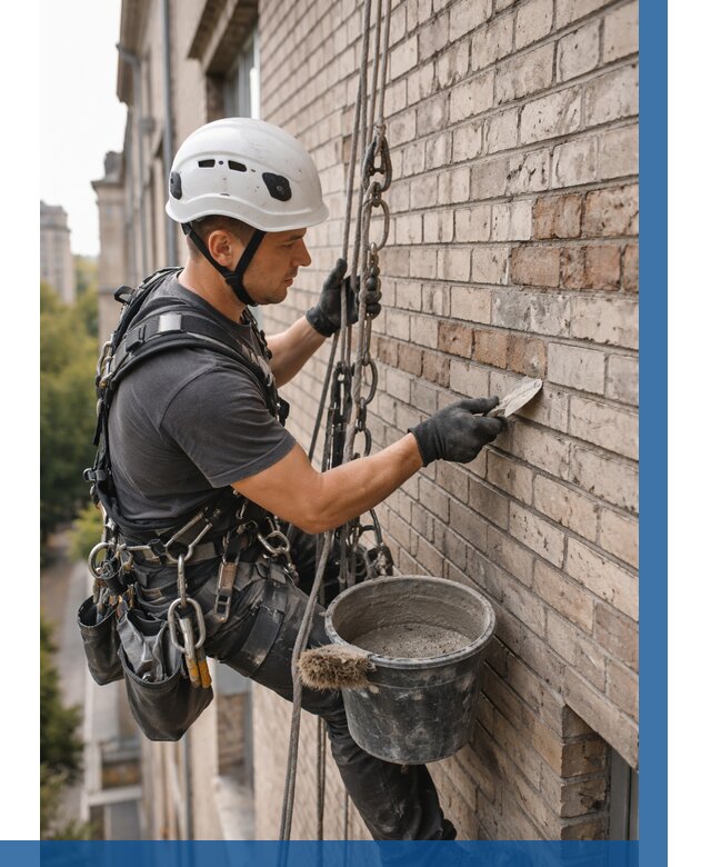 Ремонт кирпичной кладки фасада в Котласе от 1865 р. | ВЫСОТНИК-Ктл