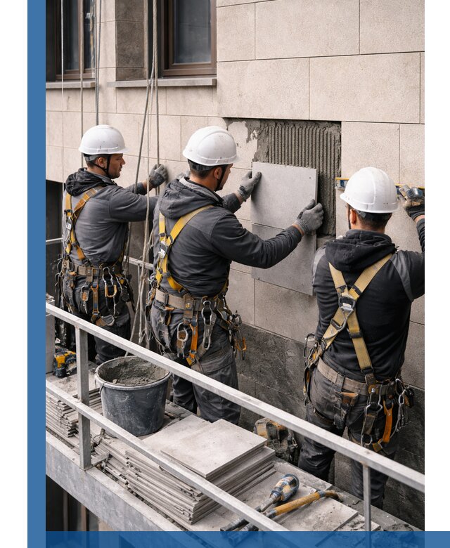 Ремонт облицовки фасада плиткой в Котласе с гарантией