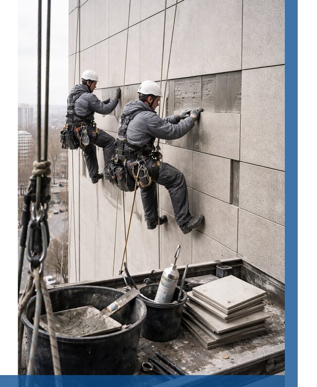 Ремонт фасада из керамогранита в Котласе от 2591 р. | ВЫСОТНИК-Ктл