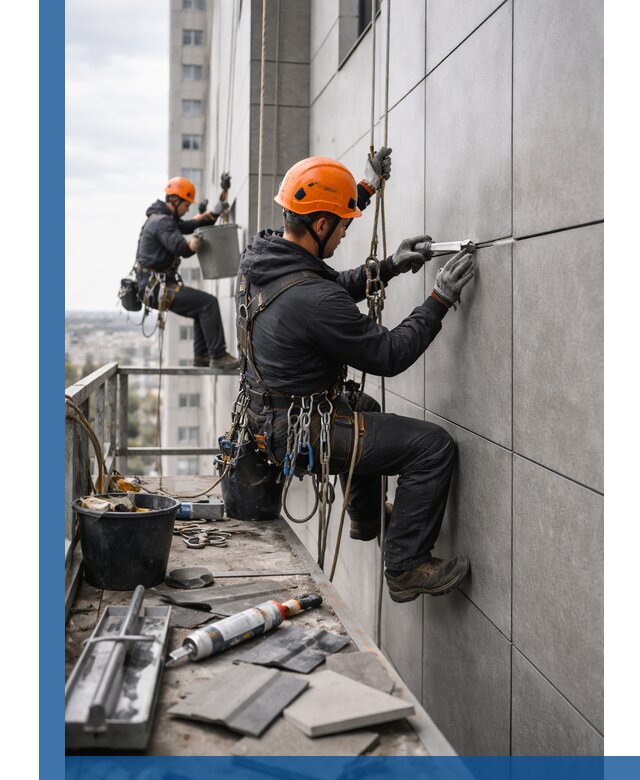 Профессиональный ремонт фасада из керамогранита в Котласе