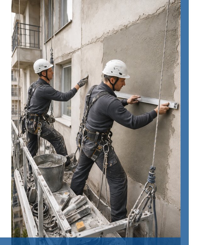 Штукатурка фасада на высоте в Котласе от 933 р. | ВЫСОТНИК-Ктл