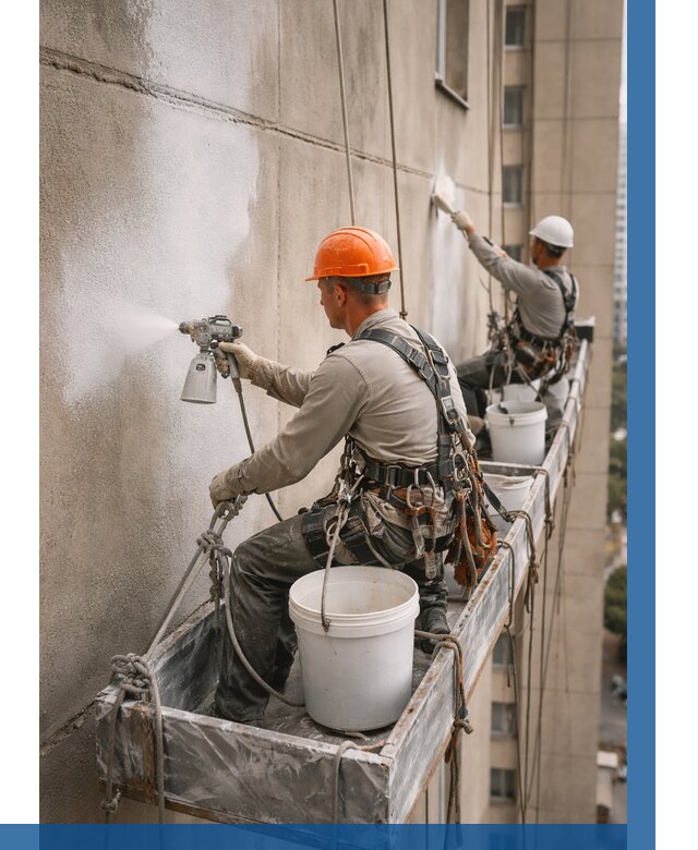 Грунтовка фасада на высоте в Котласе от 124 р. | ВЫСОТНИК-Ктл