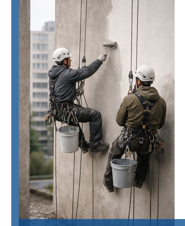 Покраска фасадов высотными альпинистами в Котласе с гарантией