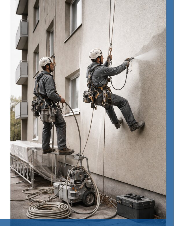 Безвоздушная покраска фасада в Котласе от 228 р/м² | ВЫСОТНИК-Ктл