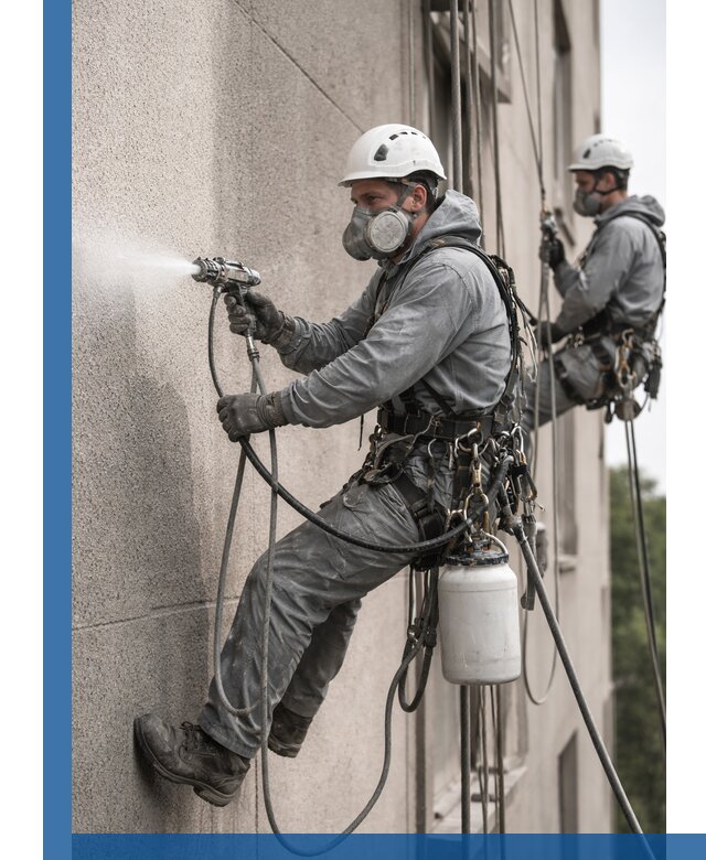 Безвоздушная покраска фасадов зданий в Котласе профессионально