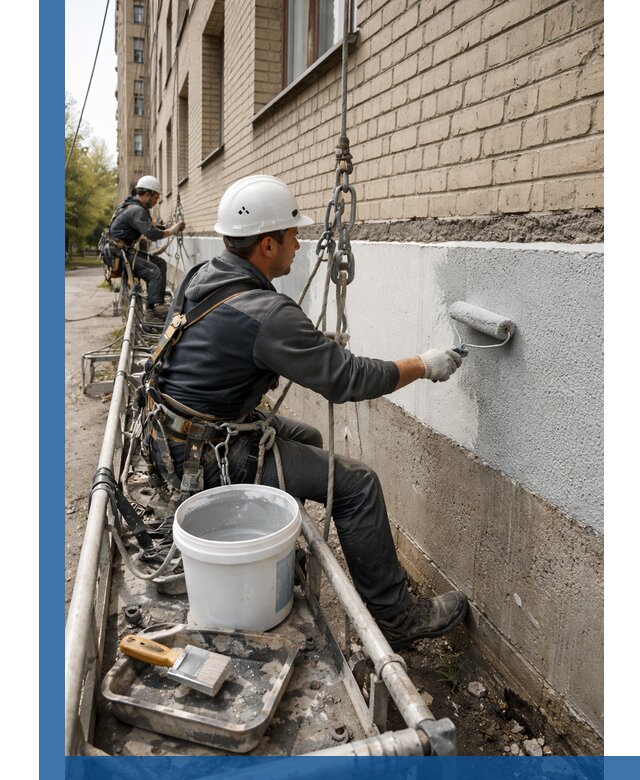 Окраска цоколя здания в Котласе профессионально и надежно