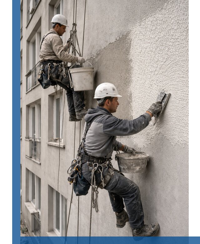 Нанесение декоративной штукатурки короед на фасад в Котласе