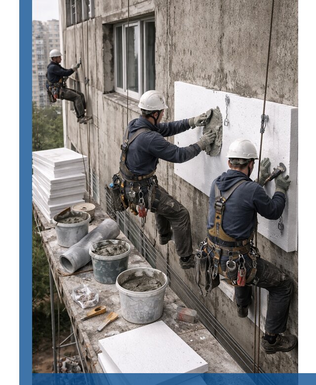 Утепление фасада пенополистиролом в Котласе под ключ