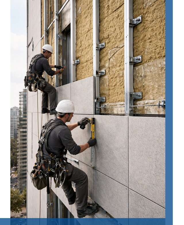 Монтаж вентилируемого фасада в Котласе от 3627 р. | ВЫСОТНИК-Ктл