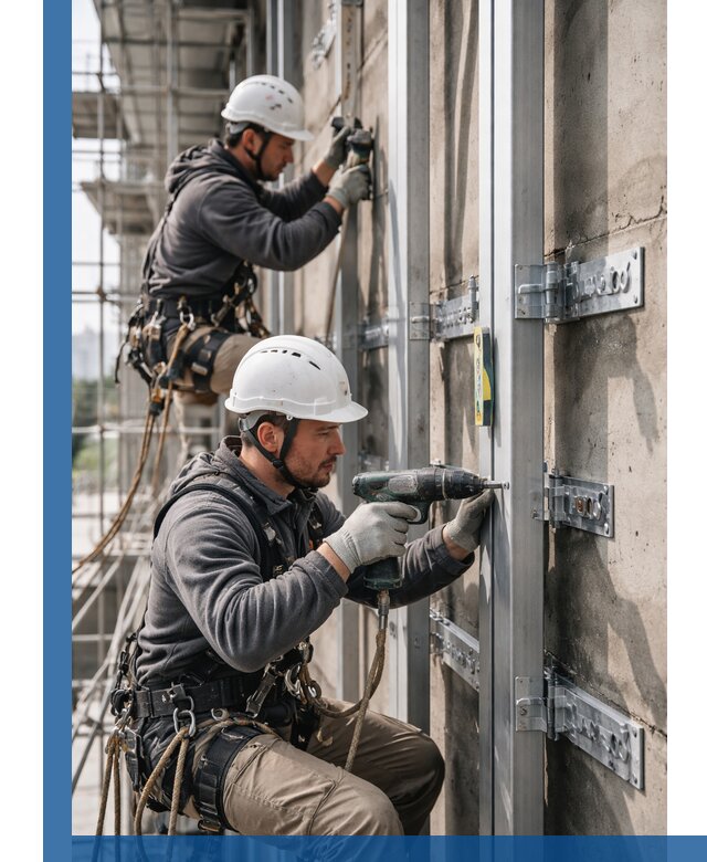 Монтаж и крепление подсистемы вентфасада в Котласе