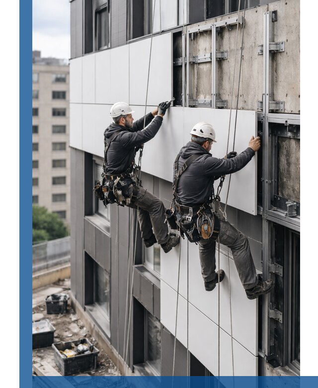 Монтаж композитных панелей фасада в Котласе под ключ