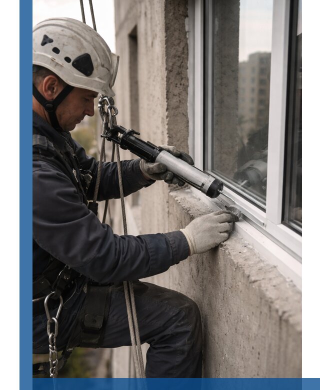 Герметизация оконных швов снаружи в Котласе профессионально