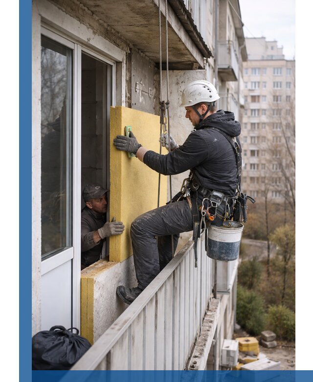 Профессиональное утепление балкона снаружи в Котласе под ключ
