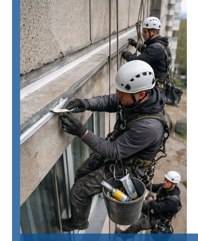 Герметизация примыкания балкона в Котласе под ключ с гарантией