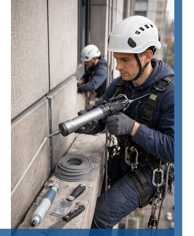 Герметизация деформационных швов фасада в Котласе от 725 | ВЫСОТНИК-Ктл