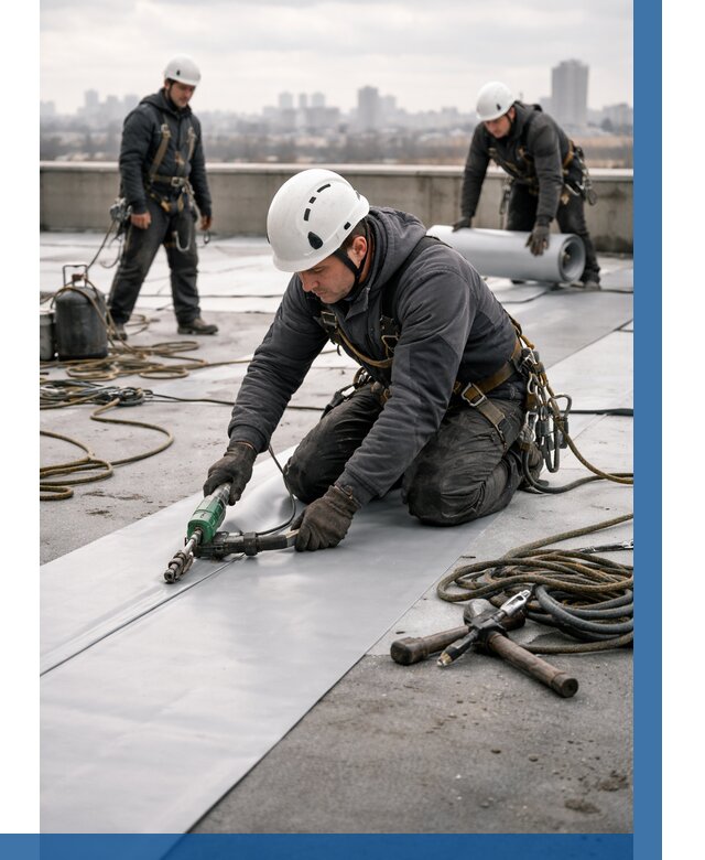 Ремонт мембранной кровли в Котласе от 1865 р./м2 | ВЫСОТНИК-Ктл