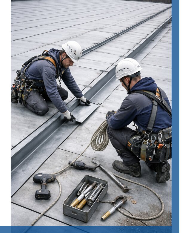 Ремонт фальцевой кровли в Котласе от 725 р. | ВЫСОТНИК-Ктл