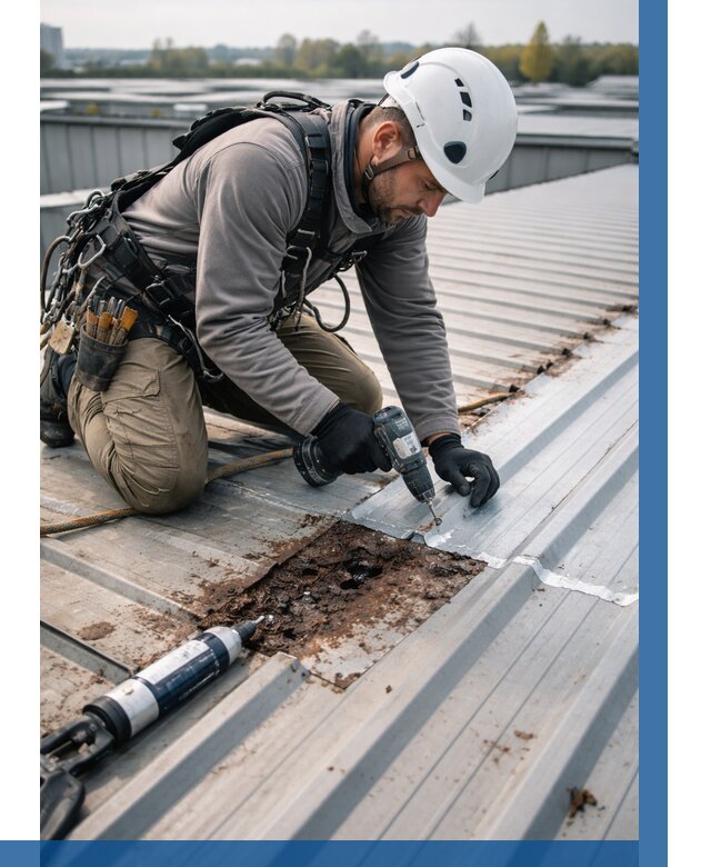 Ремонт профнастила на кровле в Котласе от 725 р. | ВЫСОТНИК-Ктл