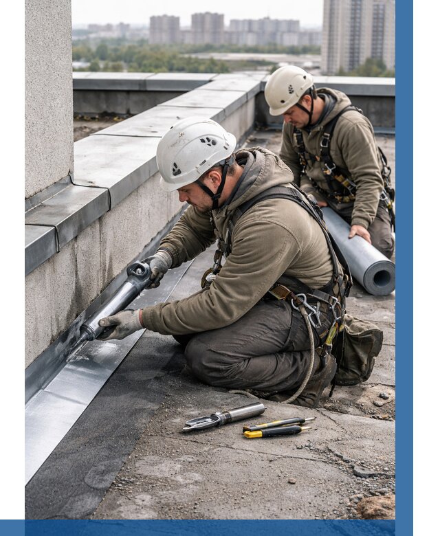 Ремонт кровельных примыканий в Котласе от 1244 р. | ВЫСОТНИК-Ктл