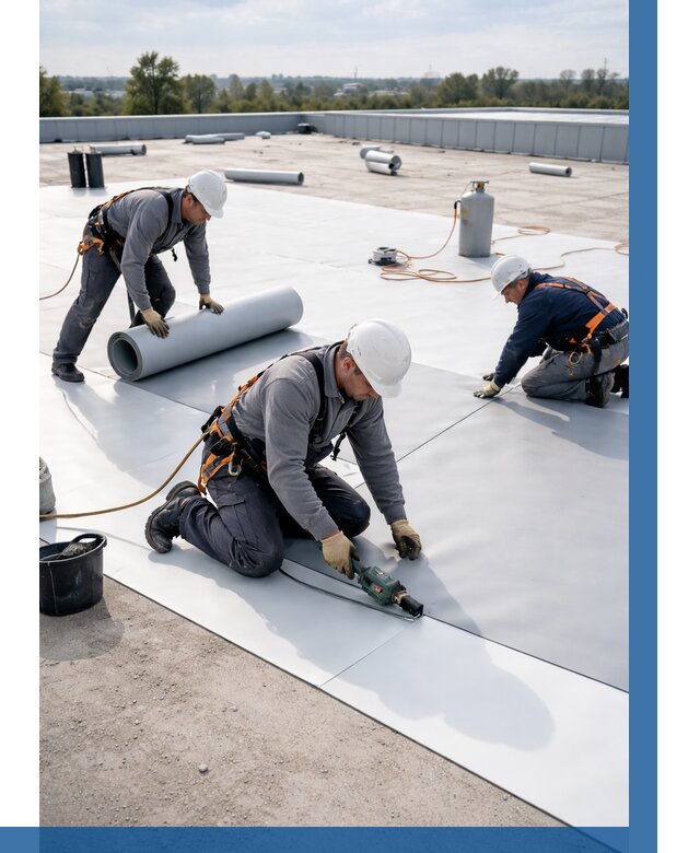 Монтаж мембранной кровли под ключ в Котласе от 1244 р. | ВЫСОТНИК-Ктл