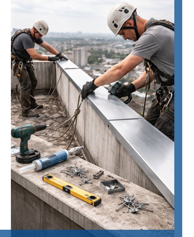 Монтаж парапетных крышек в Котласе от 829 р. | ВЫСОТНИК-Ктл