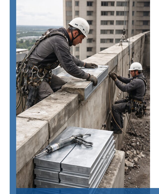 Замена парапетных крышек и установка новых в Котласе