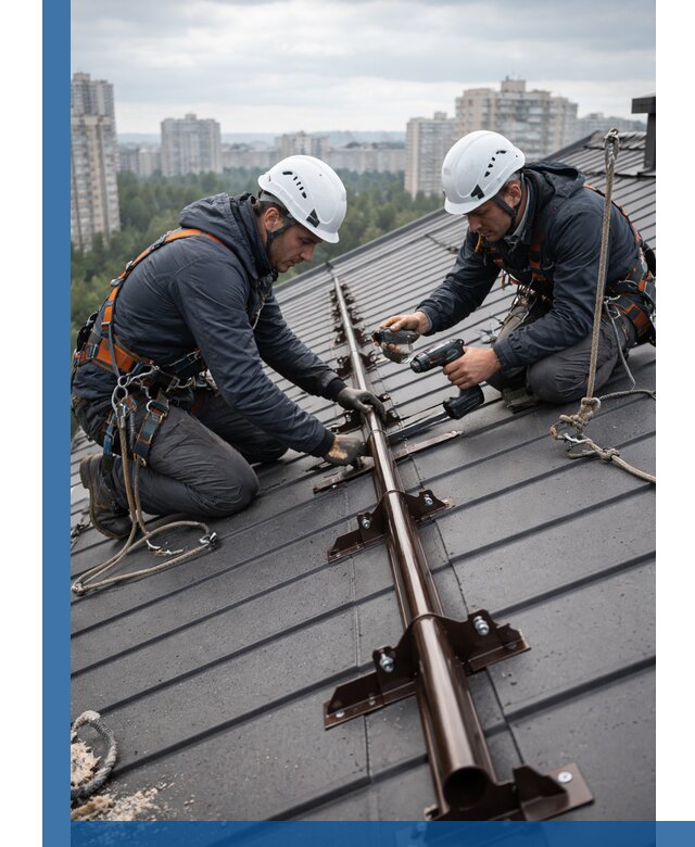 Монтаж снегозадержателей на кровле зданий в Котласе под ключ