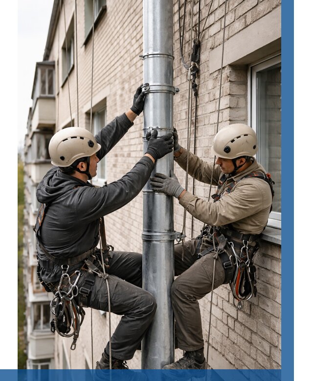 Замена водосточных труб в Котласе от 6736 р. | ВЫСОТНИК-Ктл