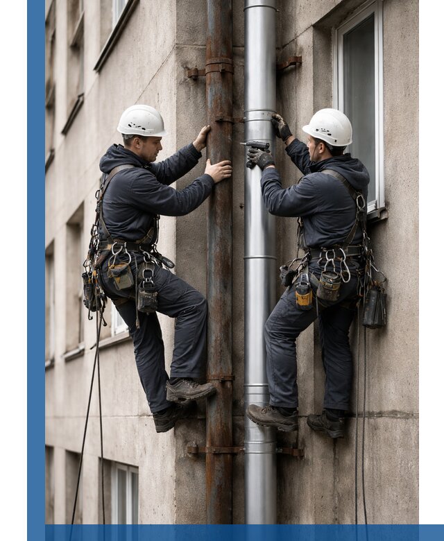 Замена водосточных труб в Котласе: монтаж и демонтаж под ключ