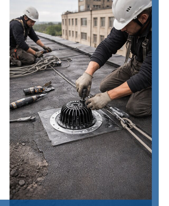 Установка водосточных воронок в Котласе цена от 3627 р. | ВЫСОТНИК-Ктл