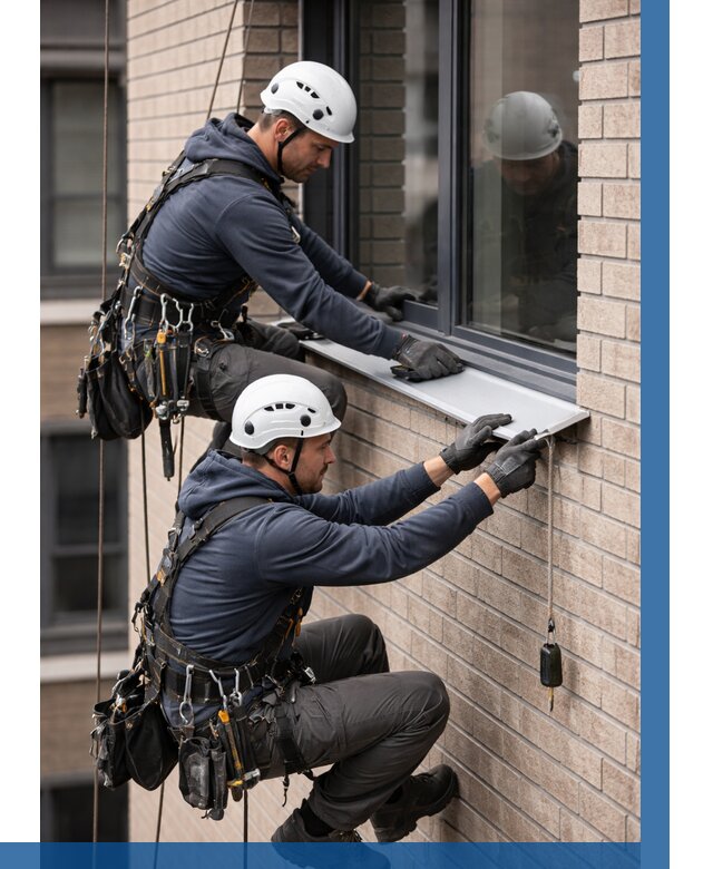 Монтаж оконных отливов под ключ в Котласе от 3627 р. | ВЫСОТНИК-Ктл