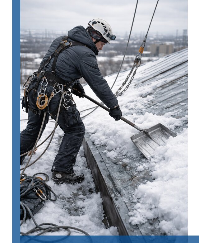Профессиональная очистка кровли от снега и наледи в Котласе
