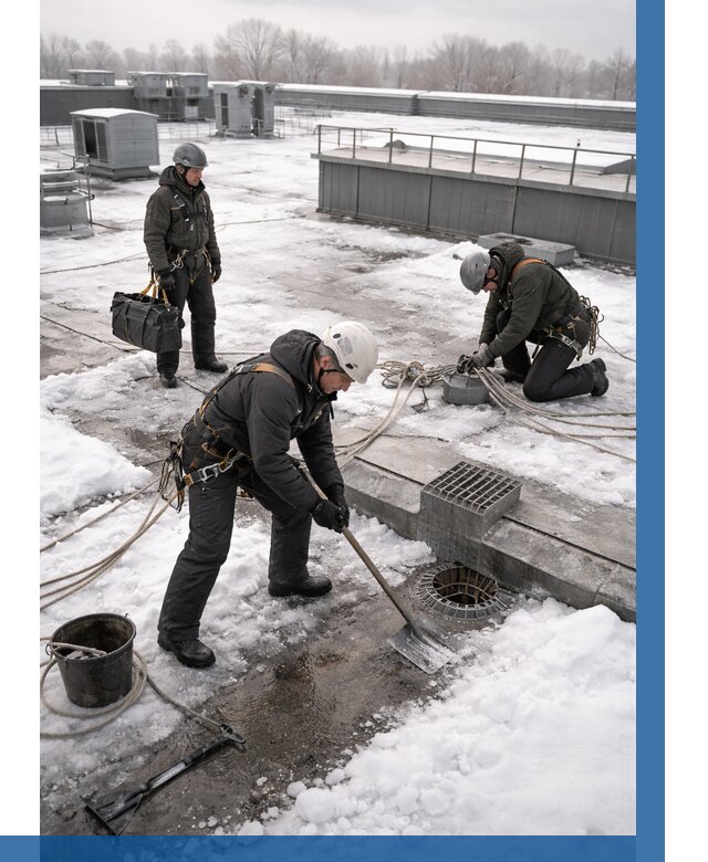 Абонентское обслуживание кровли зимой в Котласе от 8290 р. | ВЫСОТНИК-Ктл