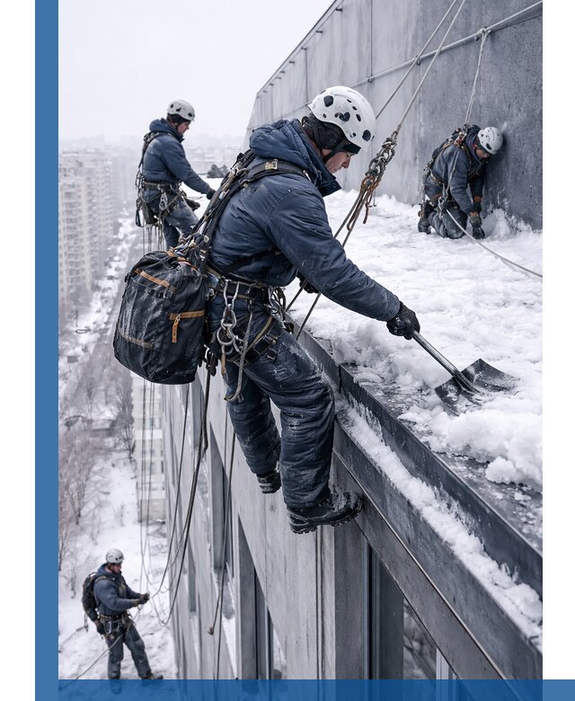 Абонентское обслуживание кровли зимой в Котласе регулярный уход