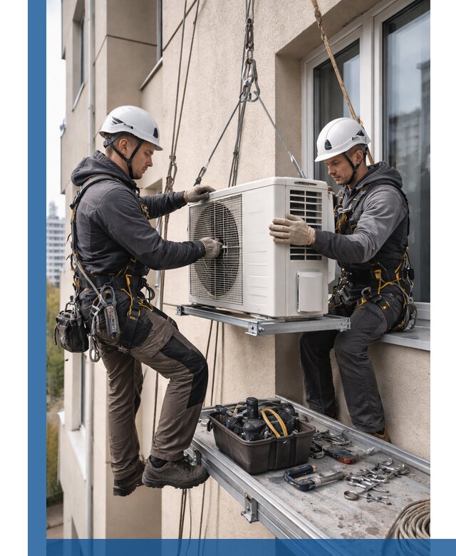 Перенос внешнего блока кондиционера в Котласе с монтажом и крепежом