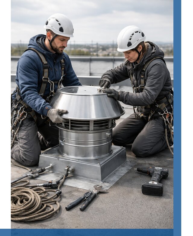 Установка дефлекторов на кровле в Котласе от 4663 р. | ВЫСОТНИК-Ктл