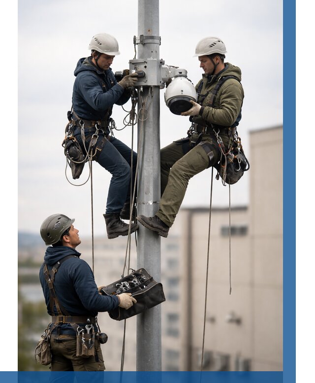 Установка видеокамер на мачте в Котласе от 8809 р. | ВЫСОТНИК-Ктл