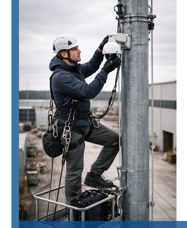 Профессиональная установка видеокамер на мачте в Котласе