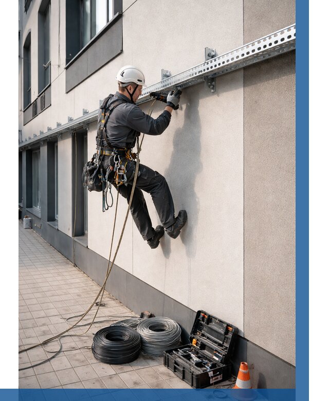 Монтаж кабельных лотков на фасаде в Котласе от 1244 р. | ВЫСОТНИК-Ктл