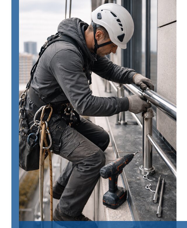 Монтаж ограждений на высоте в Котласе для зданий и конструкций