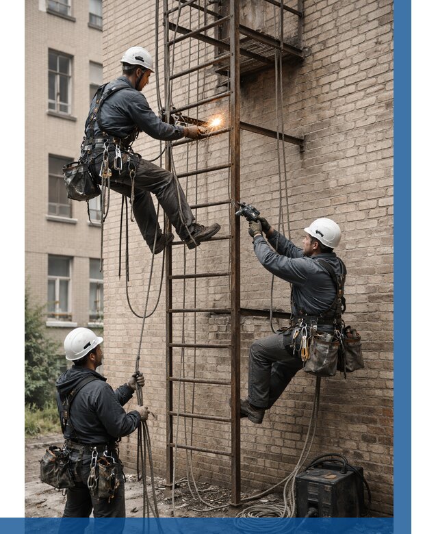 Ремонт пожарной лестницы в Котласе от 7772 р. | ВЫСОТНИК-Ктл