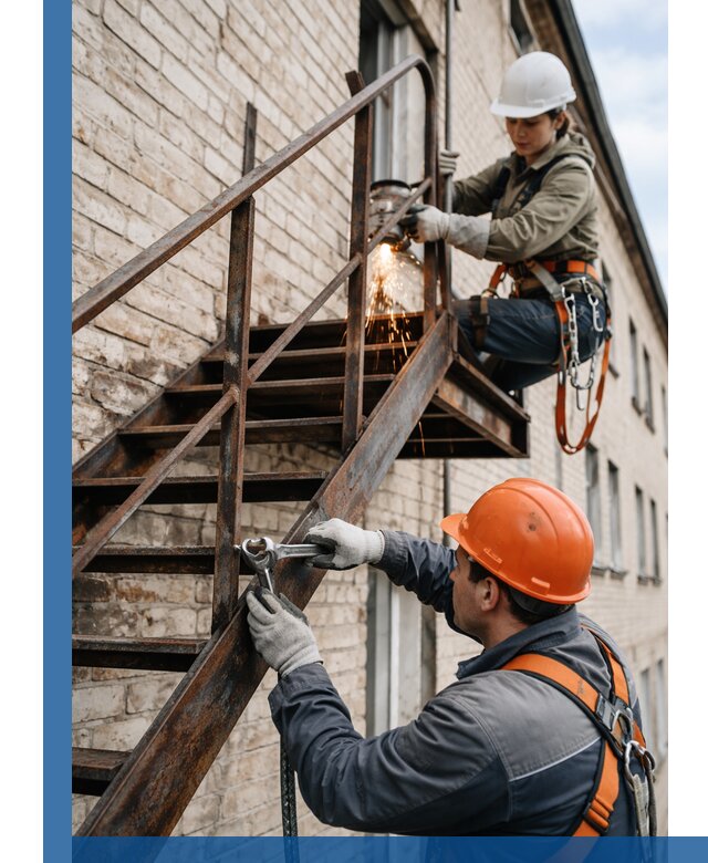 Ремонт и восстановление пожарных лестниц с выездом в Котласе