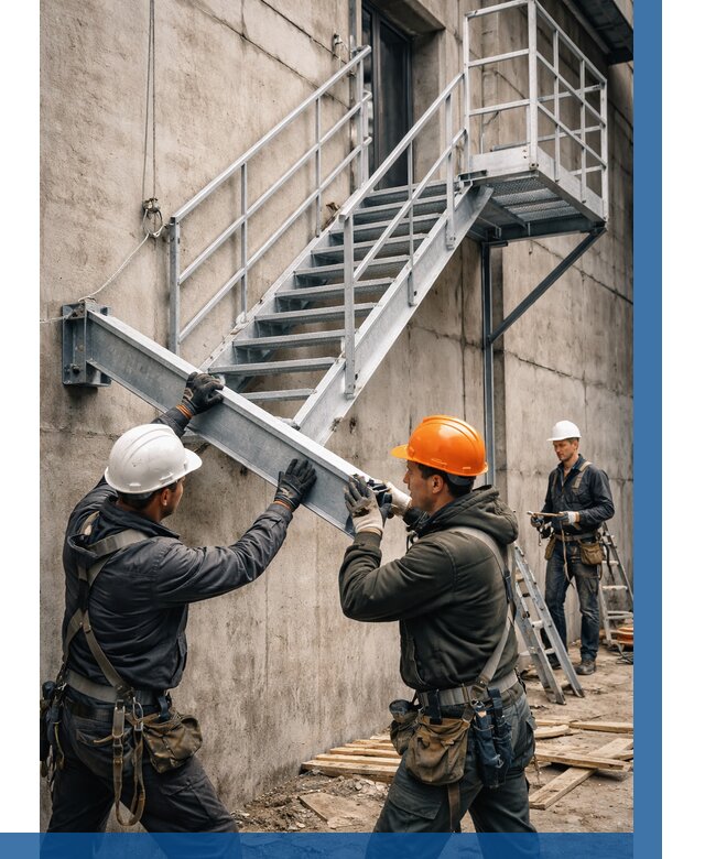 Монтаж металлических лестниц в Котласе от 15545 р. | ВЫСОТНИК-Ктл